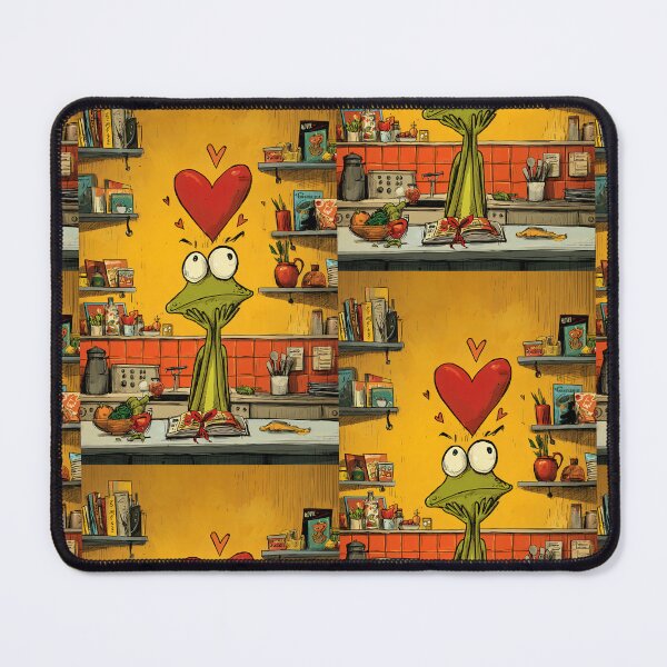 Item preview, A Love-Struck Frog in the Kitchen Celebrating Cooking, Valentine's Day Affection and Quirky Charm in Color designed and sold by OlfactoART Studio.