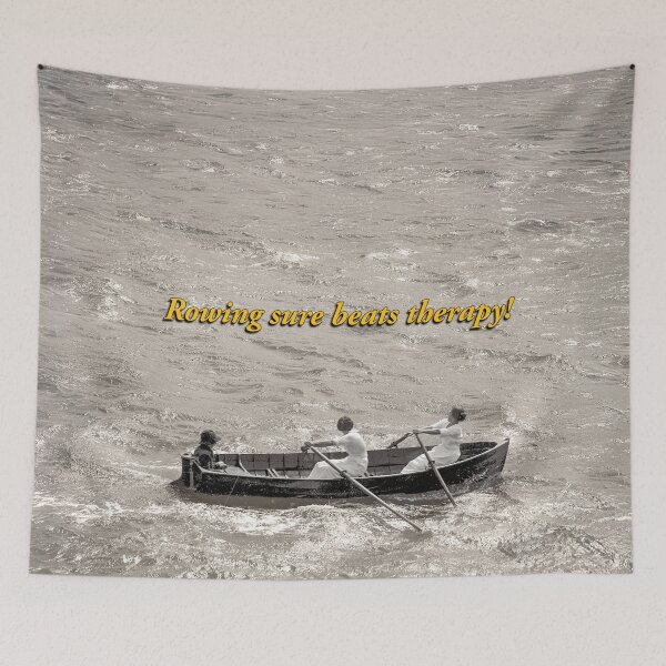 Item preview, Vintage Ladies Rowing Funny Quote Art - Rowing sure beats therapy designed and sold by Michael van der Hoorn.