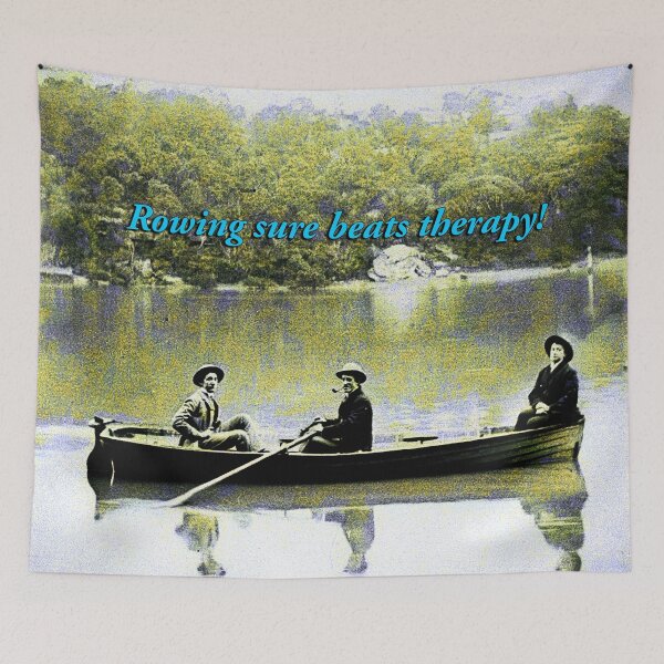 Item preview, Vintage Rowing Humour Art Print- Rowing sure beats Therapy designed and sold by Michael van der Hoorn.