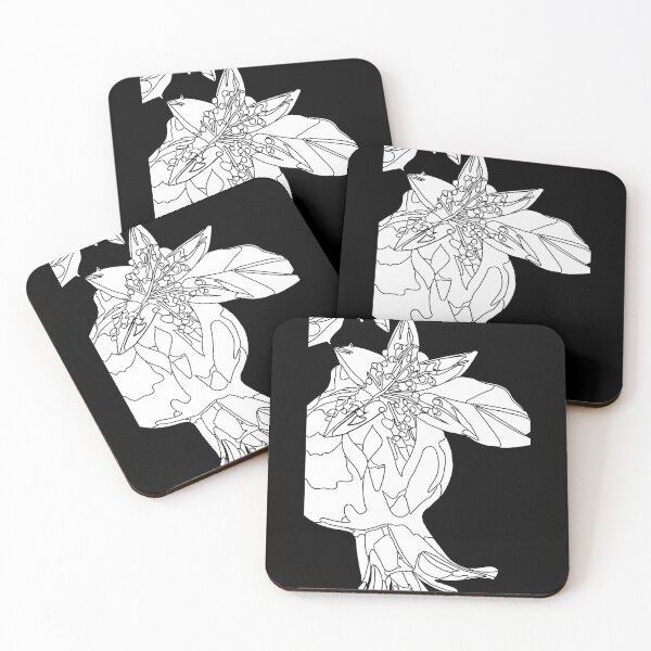 Item preview, Graphic Pomegranate Drawing in White designed and sold by BoldLineArt.
