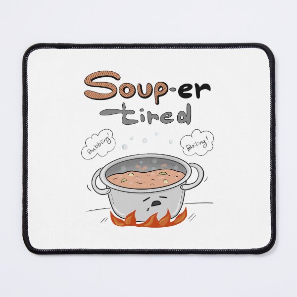 Item preview, Souper-Tired | Exhausted Soup Pot Doodle | Low Energy Life Collection designed and sold by mintmono-studio.