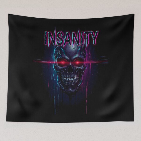 Item preview, Insanity Cyber Skull – Neon Red Laser Eyes Horror Artwork | Cyberpunk Dark Aesthetic Design designed and sold by Vicksin ⭐⭐⭐⭐⭐.