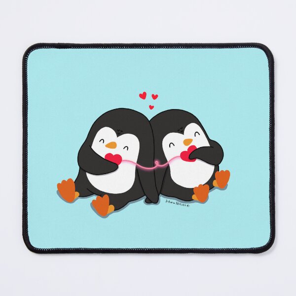 Item preview, Penguins couple with hearts connected designed and sold by julianamotzko.