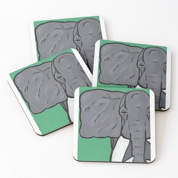 Item preview, Wild African Elephant - vibrant green animal portrait painting   designed and sold by alanamaeart.