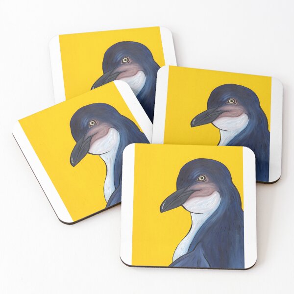 Item preview, Little Penguin of Phillip Island - Animal Portrait Vibrant Yellow canvas painting designed and sold by alanamaeart.