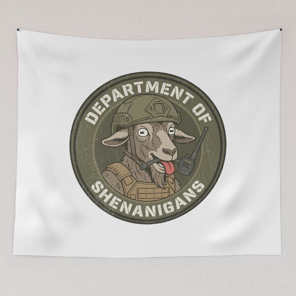 Item preview, Department Of Shenanigans Funny Tactical Goat Military Morale Patch designed and sold by Mason-Pride.