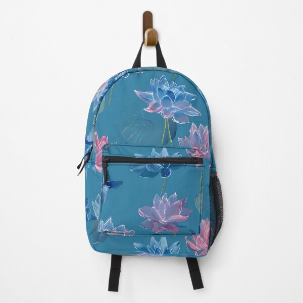 Item preview, Lotus Garden Serenity | Blue & Pink Lotus Art | Botanical Floral Illustration designed and sold by ClaraToneStudio.