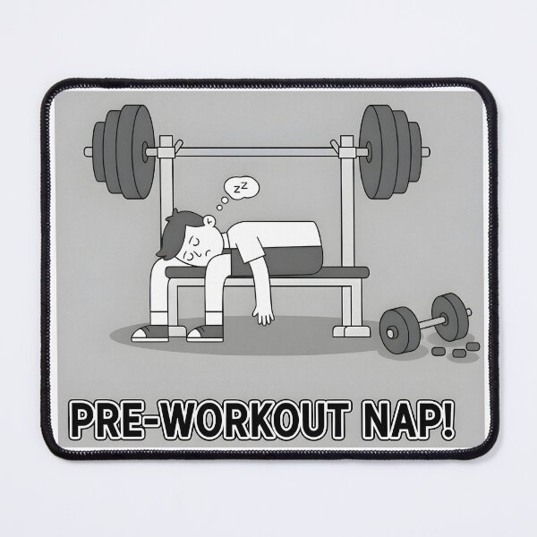 Item preview, Funny Barbell Bench Nap Rest Day Gym Cartoon designed and sold by AestheticCore Designs.