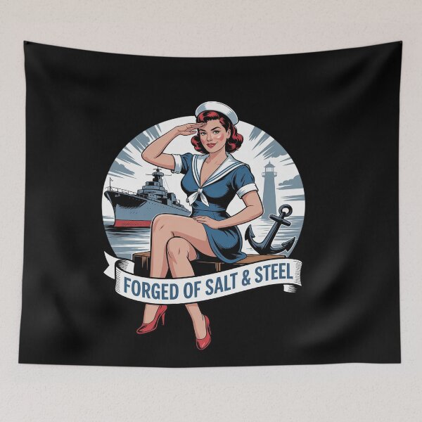 Item preview, On Back Forged of Salt and Steel Naval Ships Pinup Girl designed and sold by genkihikki.