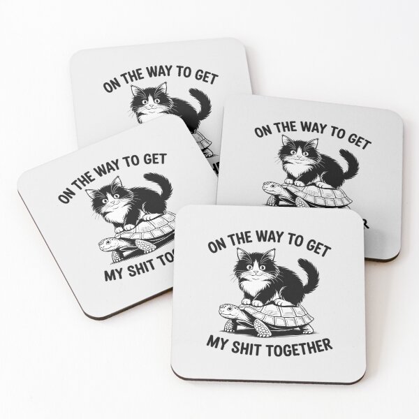 Item preview, On The Way to Get My Shit Together Cat Riding Turtle designed and sold by ProudForFunny.