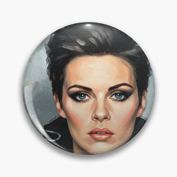 Item preview, 80s 90s Female Pop Star Portrait Art | Dramatic Black Ruffle Collar Painting | Intense Gaze designed and sold by Art's Diner.