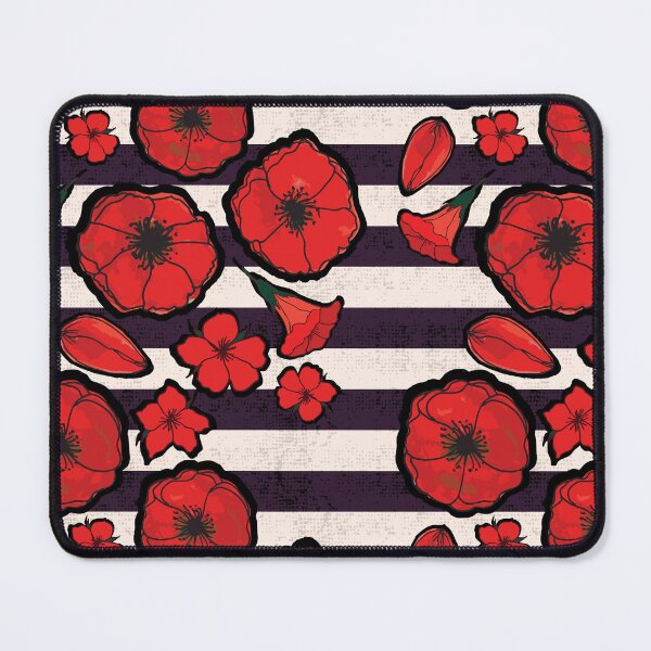 Item preview, Bold Red Watercolor Poppy flowers on textured stripes designed and sold by Goddessart.