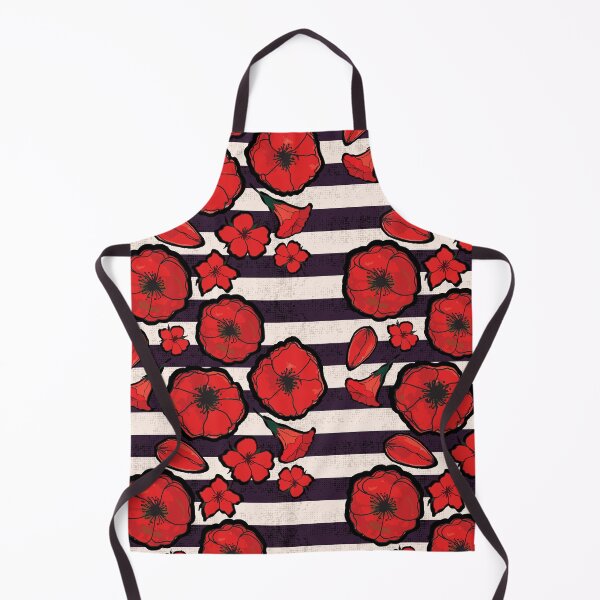 Item preview, Bold Red Watercolor Poppy flowers on textured stripes designed and sold by Goddessart.