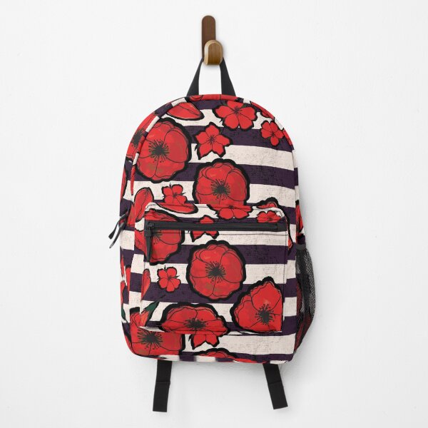 Item preview, Bold Red Watercolor Poppy flowers on textured stripes designed and sold by Goddessart.