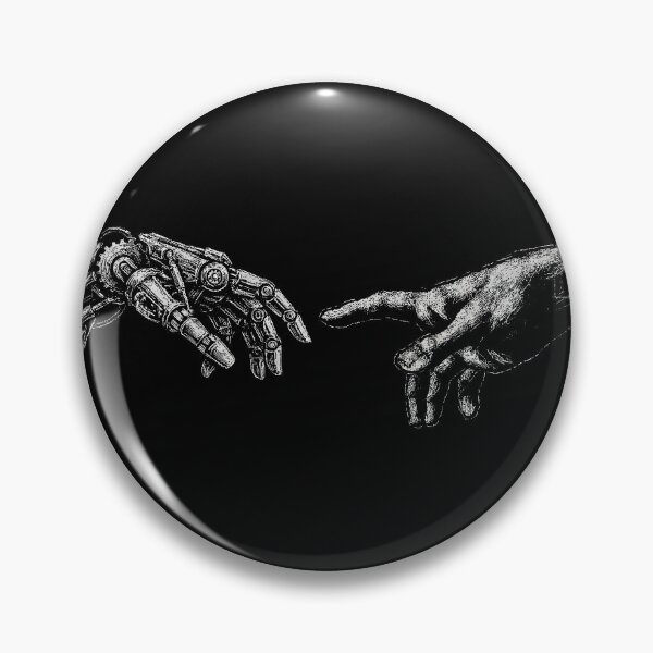 Item preview, The Creation of AI – Robotic Hand and Human Hand Artwork designed and sold by Mortisigil.