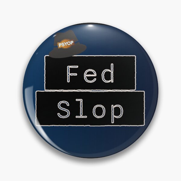 Item preview, Fed Slop Psyop Meme - Internet Culture Satire - Blue Talk Bubble - Black edition designed and sold by Miss Cutie Designs.