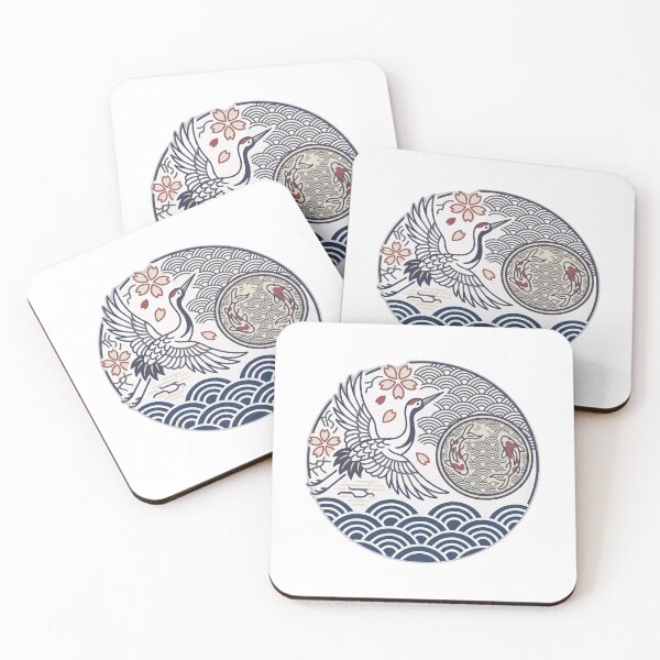 Item preview, Japanese Crane & Koi – Traditional Wagara Circle Design designed and sold by FSTYLEWEARAU.