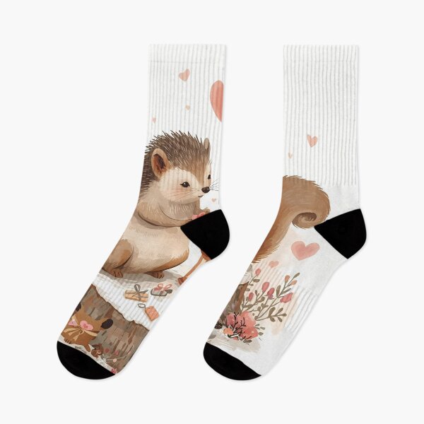Item preview, Valentine’s Hedgehog & Squirrel Couple • Whimsical Heart Token Prep Art designed and sold by WildlifeWhimsy.
