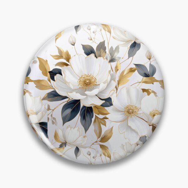 Item preview, Elegant White Floral Pattern • Gold & Ivory Botanical Design • Luxury Seamless Artwork designed and sold by baheeya.