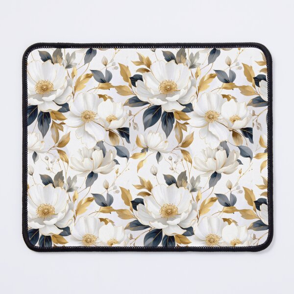 Item preview, Elegant White Floral Pattern • Gold & Ivory Botanical Design • Luxury Seamless Artwork designed and sold by baheeya.
