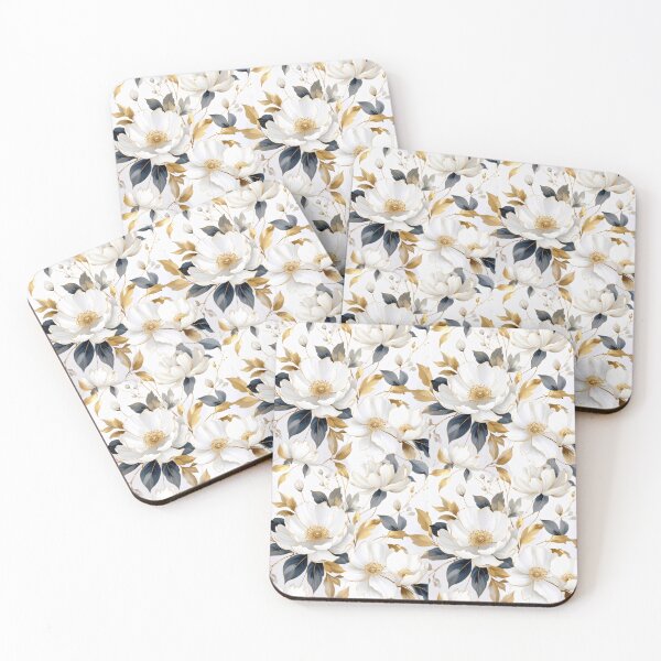 Item preview, Elegant White Floral Pattern • Gold & Ivory Botanical Design • Luxury Seamless Artwork designed and sold by baheeya.