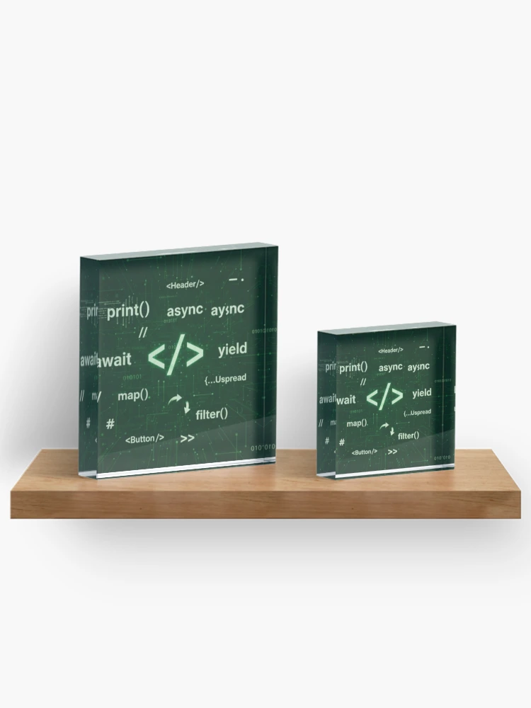 Thumbnail 3 of 5, Acrylic Block, Coding Functions | Developer Coding Functions Abstract Designs designed and sold by thecodingcorner.