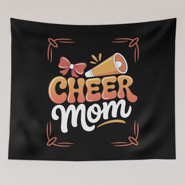 Item preview, Orange Coquette Pom Poms Bow Cheer Mom Mama Cheerleading designed and sold by Libbysharts.