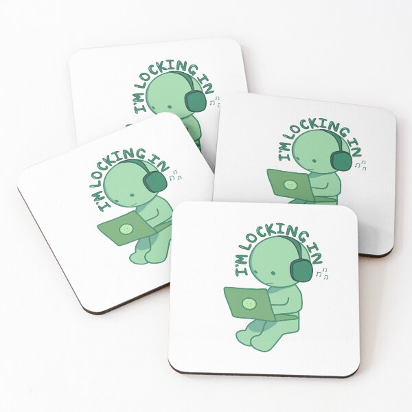 Item preview, Green Monochrome  "I'm Locking In" Smiski with Headphones designed and sold by caikiru.