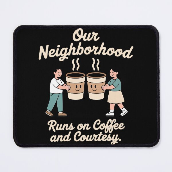 Item preview, Our Neighborhood Runs On Coffee and Courtesy designed and sold by Tatianamiobi.