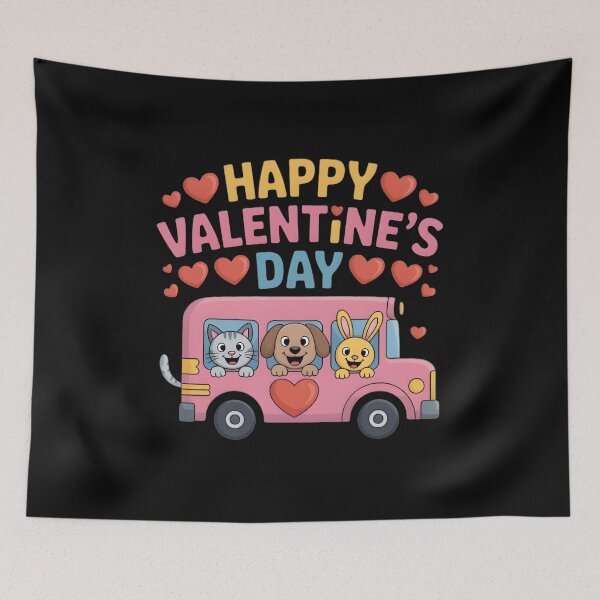 Item preview, Happy Valentine’s Day Bus – Cute Animal Love designed and sold by SoftyDesigns.
