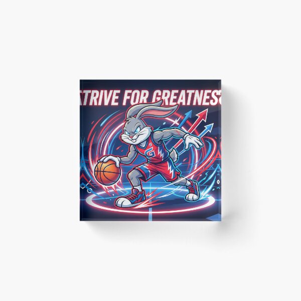 Item preview, Basketball Bunny Poster – Motivational Sports Art “Strive for Greatness” designed and sold by AbstractAuraArt.
