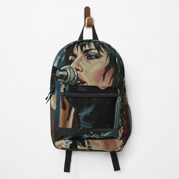 Item preview, 80s Female Rock Singer Portrait Art | Electric Guitar Stage Performance Painting | Leather and Chains designed and sold by Art's Diner.