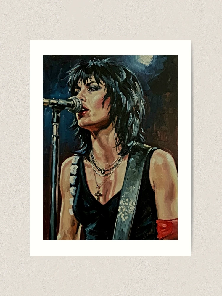 80s Female Rock Singer Portrait Art | Electric Guitar Stage