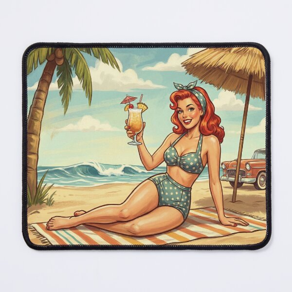 Item preview, Shower Curtain Pinup on the Beach designed and sold by Biofilia.