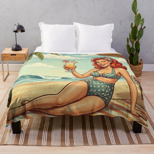 Item preview, Shower Curtain Pinup on the Beach designed and sold by Biofilia.