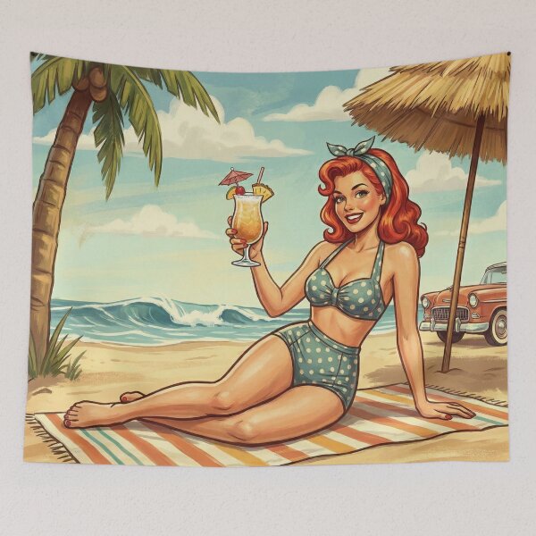 Item preview, Shower Curtain Pinup on the Beach designed and sold by Biofilia.