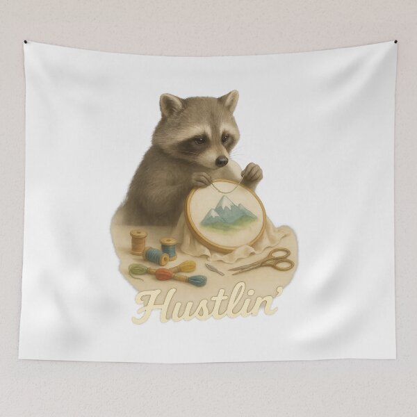 Item preview, Raccoon Embroidery Hustlin' designed and sold by thehaywirehoney.