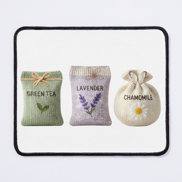 Item preview, Knitted Herb Seed Packets Trio: Cozy Green Tea, Lavender, and Chamomile Pastel Art designed and sold by VibranPalette.