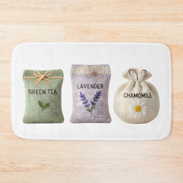 Item preview, Knitted Herb Seed Packets Trio: Cozy Green Tea, Lavender, and Chamomile Pastel Art designed and sold by VibranPalette.