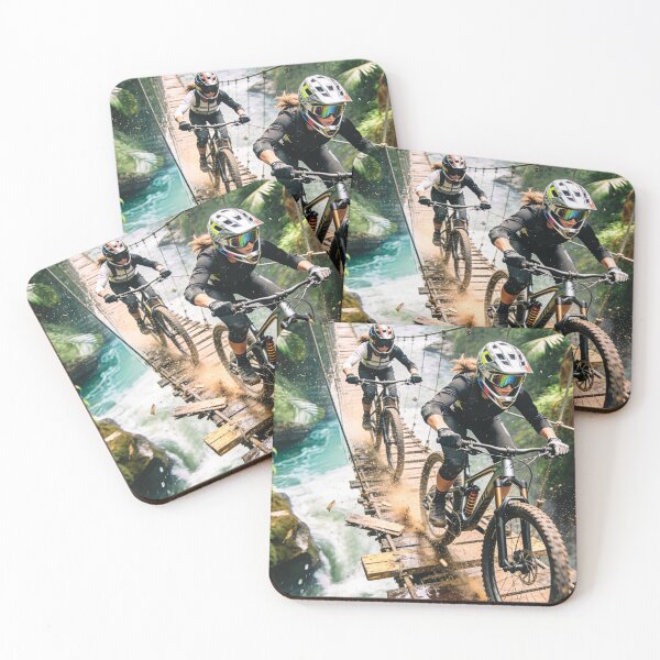 Item preview, Female Enduro Riders – Rickety Bridge Over Raging River. designed and sold by Hinson MTB Visuals.