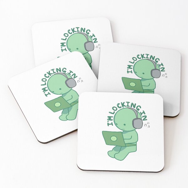 Item preview, Green "I'm Locking In" Smiski with Headphones designed and sold by caikiru.