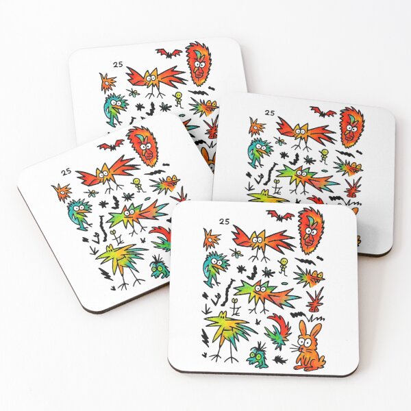 Item preview, Chaotic Critters Flying Bats And Birds Colorful Creatures Cartoon Art designed and sold by pansak.