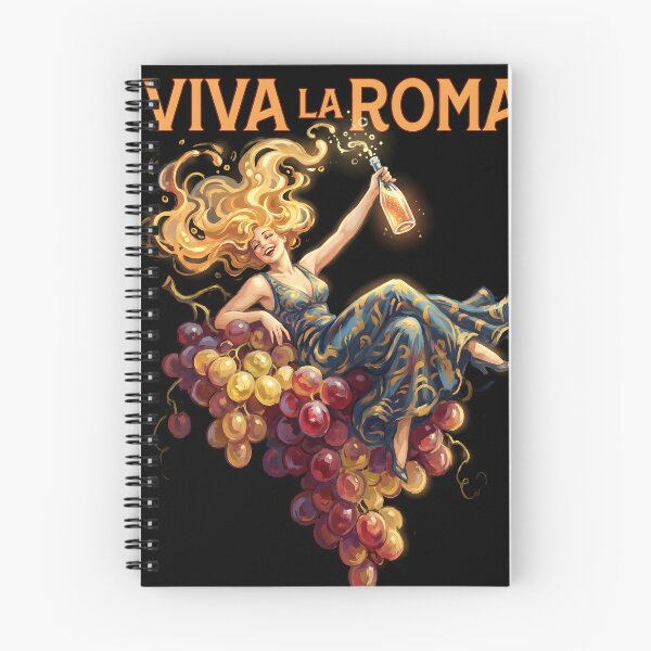 Item preview, Viva La Roma Vintage Wine Poster – Retro Italian Art Print of Woman with Grapes & Sparkling Bottle designed and sold by AbstractAuraArt.