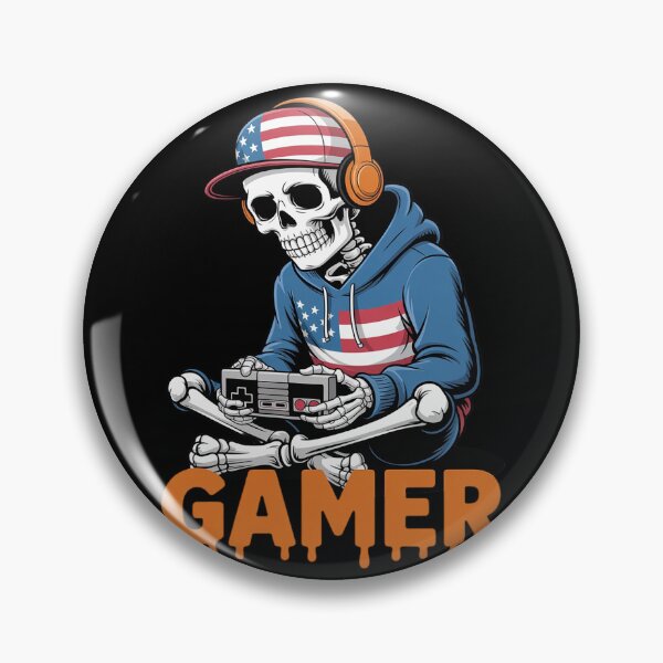 Item preview, Patriotic Halloween Skeleton Gamer Skeleton US Flag designed and sold by skanderio.