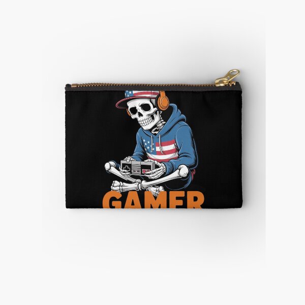 Item preview, Patriotic Halloween Skeleton Gamer Skeleton US Flag designed and sold by skanderio.