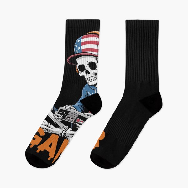Item preview, Patriotic Halloween Skeleton Gamer Skeleton US Flag designed and sold by skanderio.