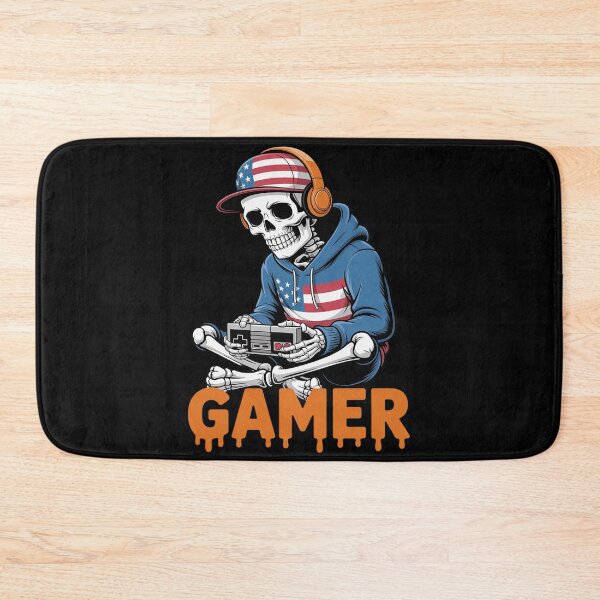 Item preview, Patriotic Halloween Skeleton Gamer Skeleton US Flag designed and sold by skanderio.