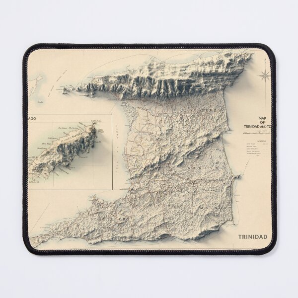Item preview, 1921 Trinidad and Tobago Shaded Relief Map 3D digitally rendered designed and sold by ThinkAboutMaps.