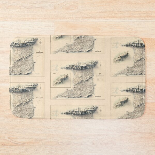 Item preview, 1921 Trinidad and Tobago Shaded Relief Map 3D digitally rendered designed and sold by ThinkAboutMaps.