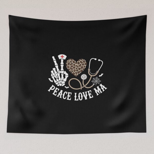Item preview, Peace Love Medical Assistant Nurse Spooky Skeleton Halloween designed and sold by skanderio.